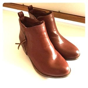 Brown Leather Booties - Girls size 13